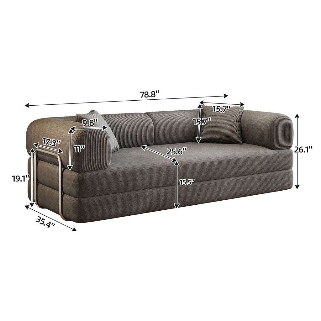 Milo 78.8" Floor Sofa - Rust Corduroy