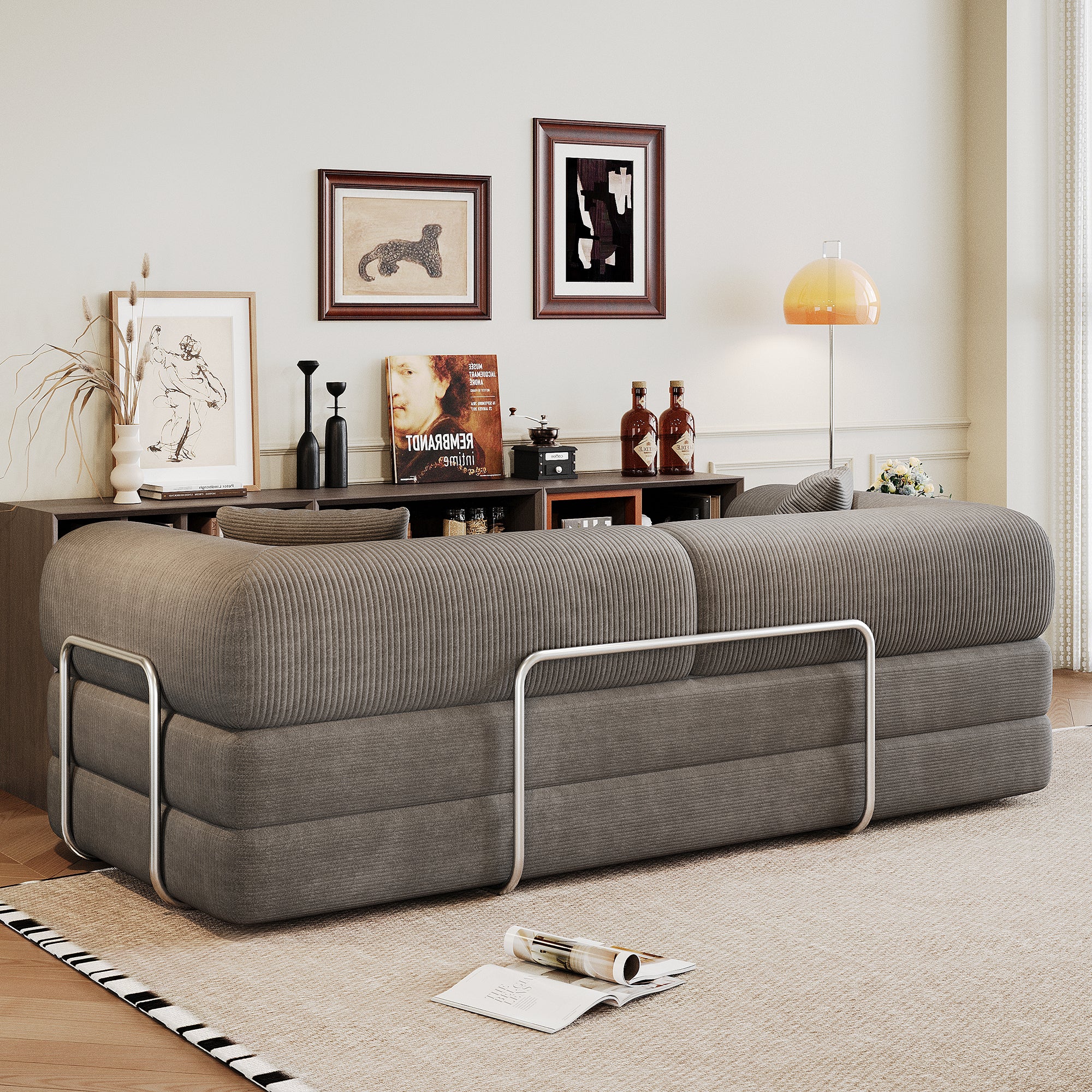 Milo 78.8" Floor Sofa - Rust Corduroy