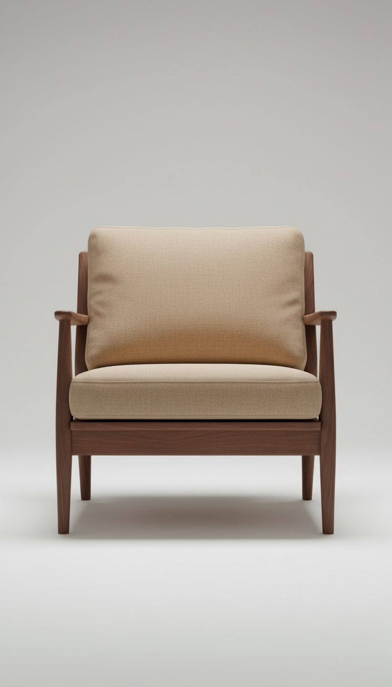 Walnut Lounge Chair With Sculpted Frame